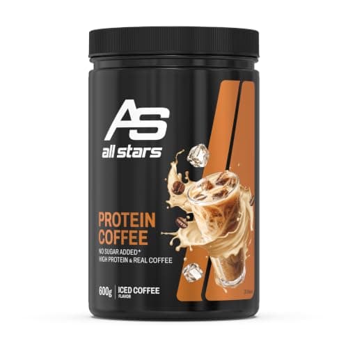 Schwarze Dose All Stars Protein Coffee, 600 g, Iced Coffee, weißer Hintergrund