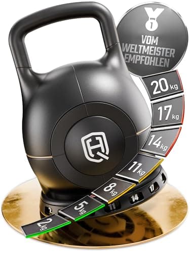HQ Germany Kettlebell Verstellbar Kugelhantel 2-20kg in Schwarz
