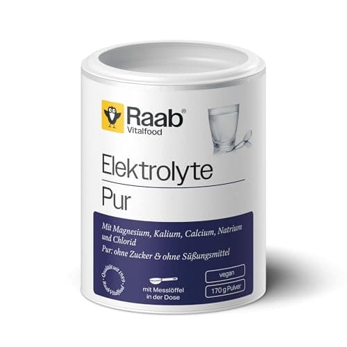 Weiße Dose Raab Vitalfood Elektrolyte Pur, 170 g Pulver, vor weißem Hintergrund