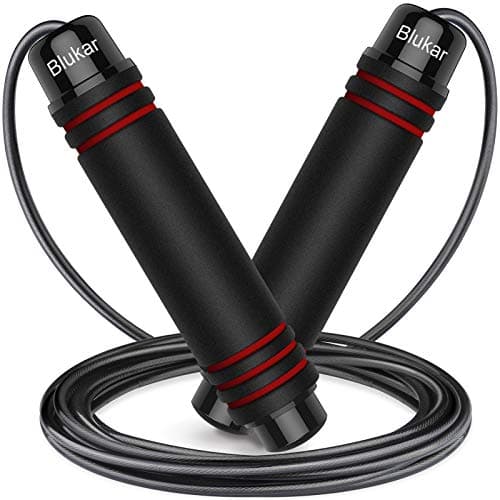 Blukar Springseil, Speed Rope Verstellbar mit Hautfreundlich Schaum Griffe