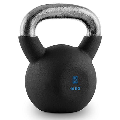 CAPITAL SPORTS V-ket 16 - Kettlebell, 16kg schwere Kugelhantel, zum kombinierten Muskel- und Koordinations-Training, geglätteter Hantelgriff, Dicke, stoßresistente Vinyl-Ummantelung, schwarz